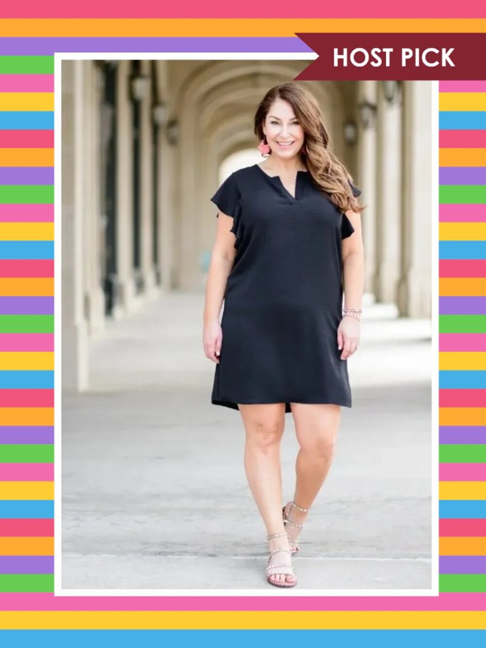 Gibsonlook Ryanne Ruffle Sleeve Shift Dress (S) - Picture 1 of 5